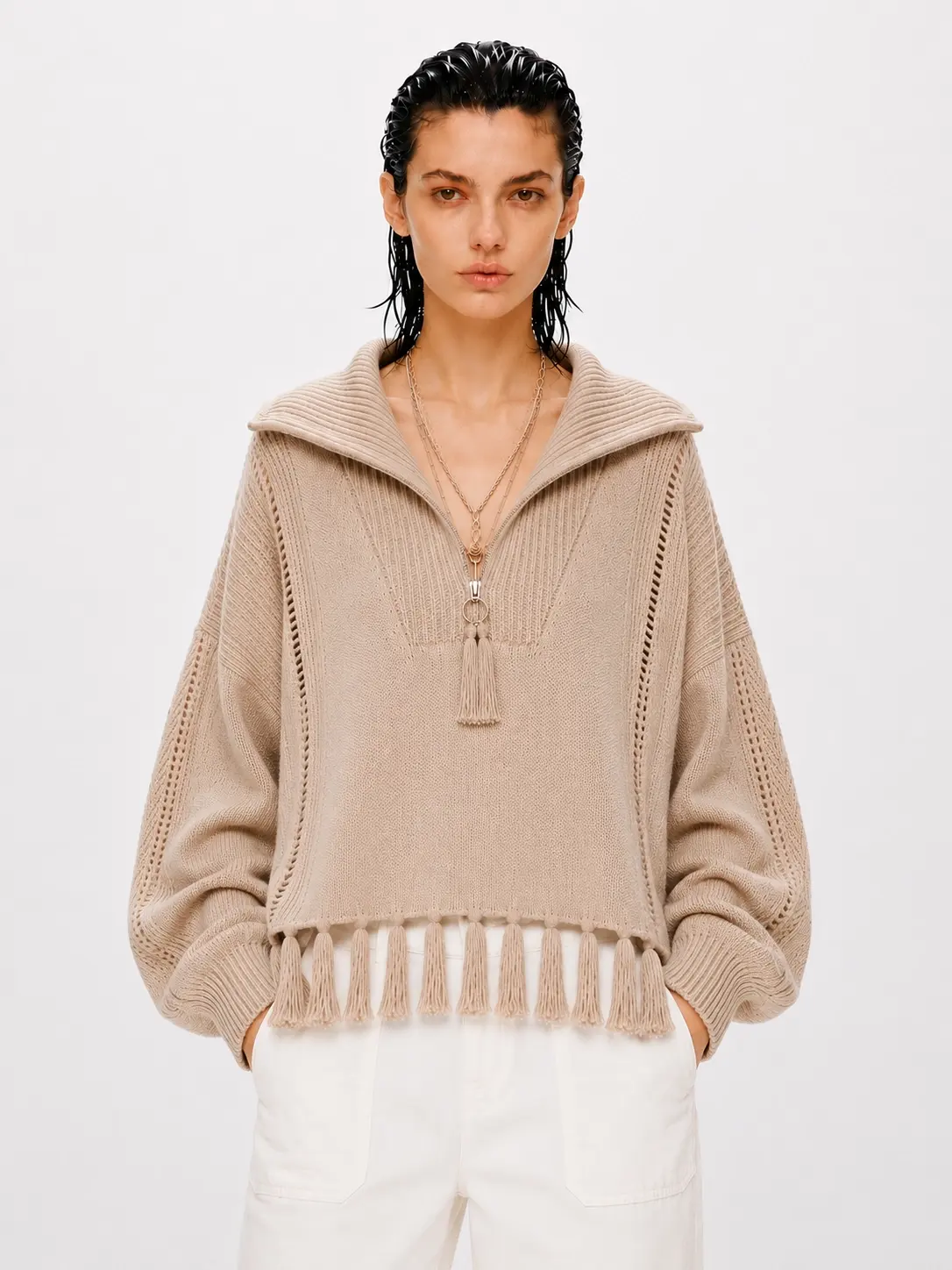fringe knit sweater main image