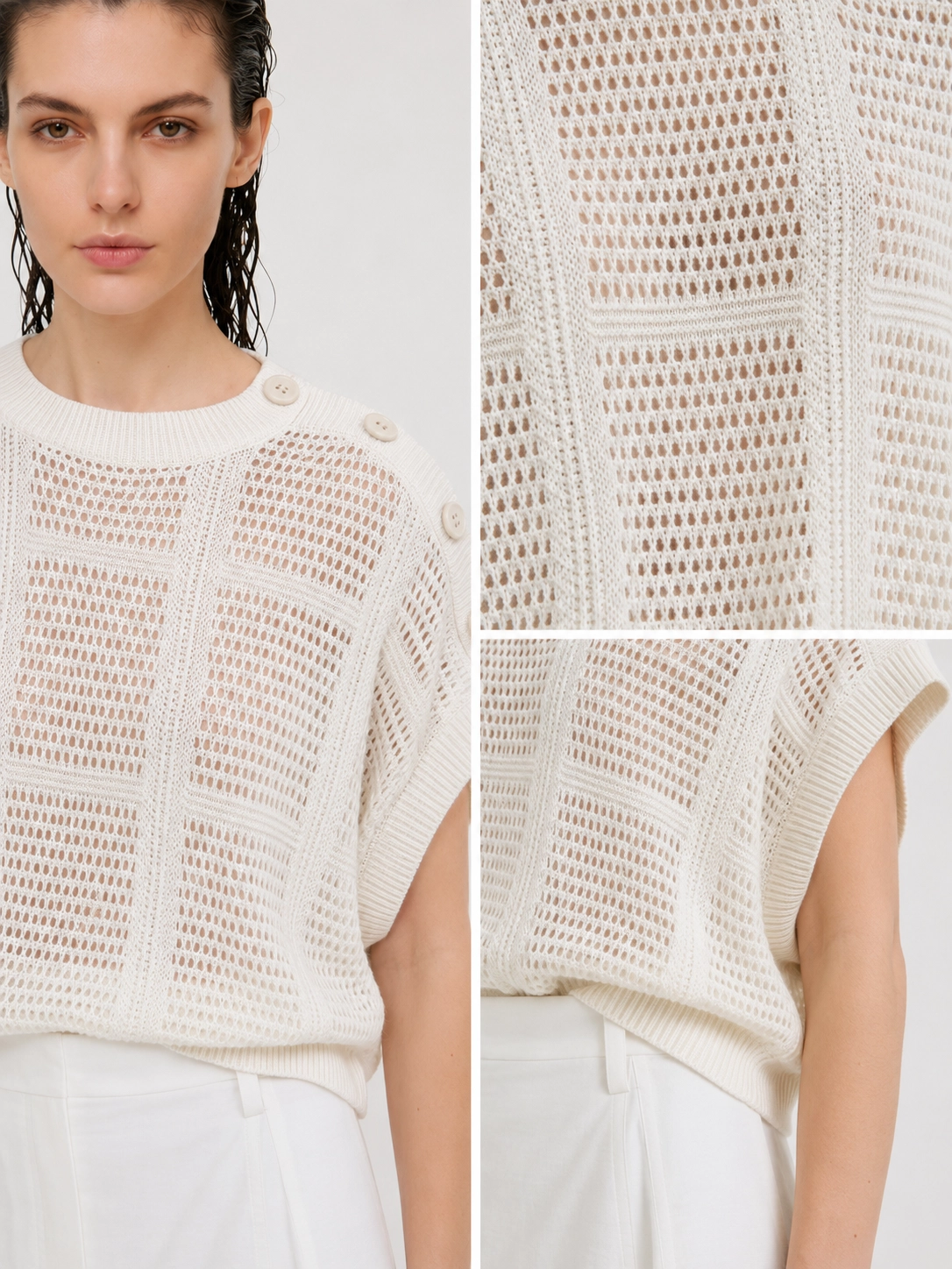 round-neck sleeveless knitted top details