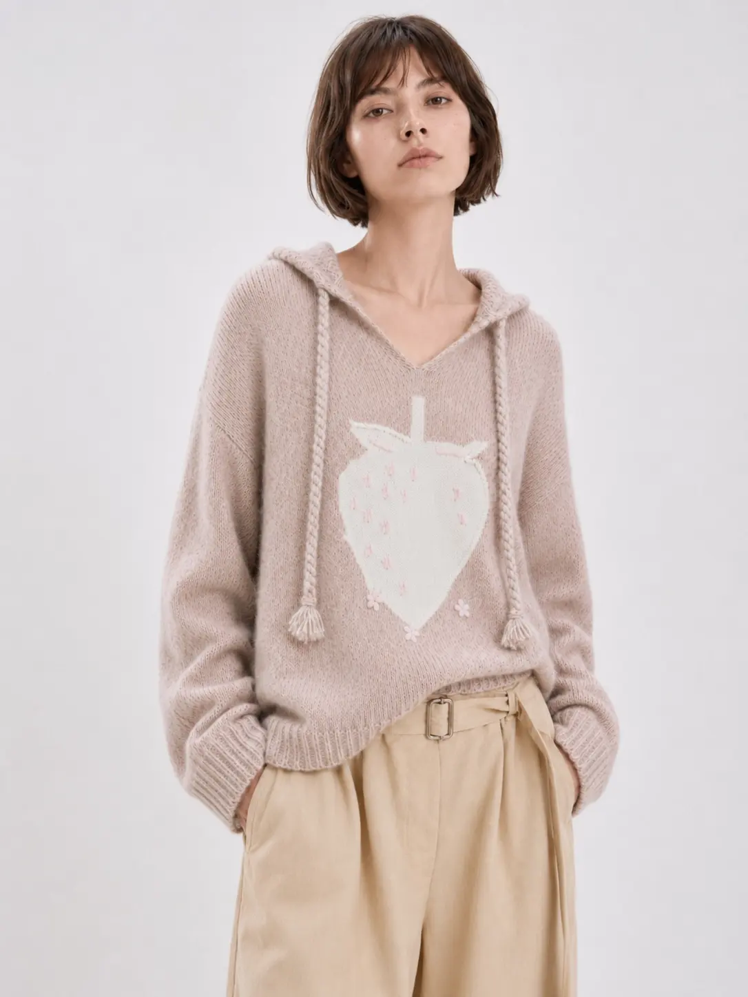 soft pink knit pullover main image