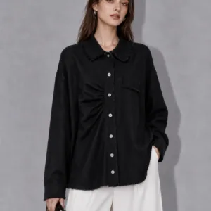 minimalist black knit cardigan shirt main image