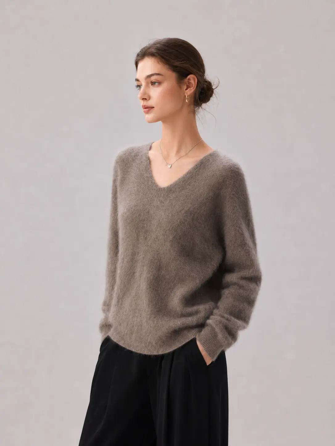 fluffy v-neck sweater main image