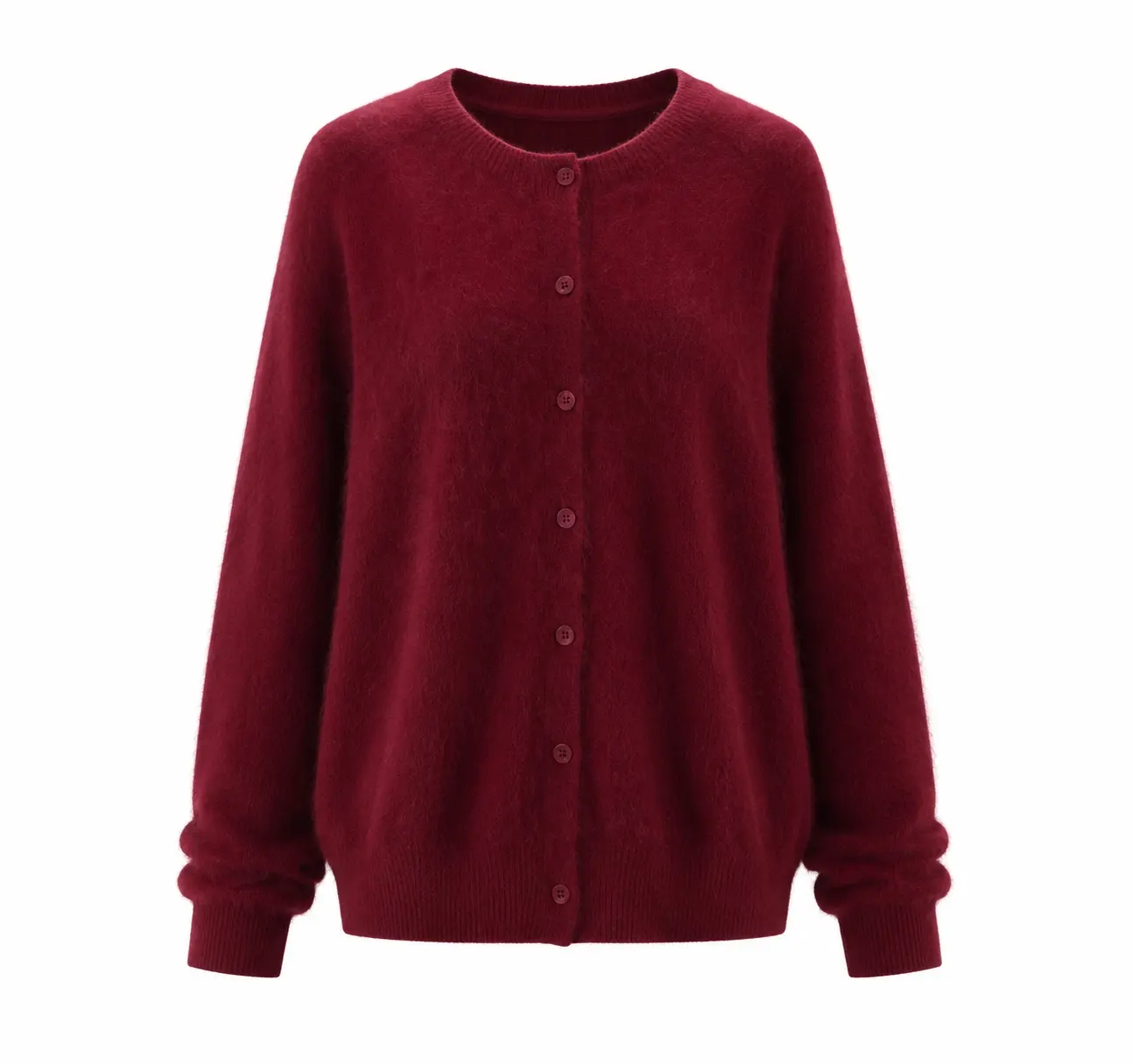 red women knit cardigan sweater