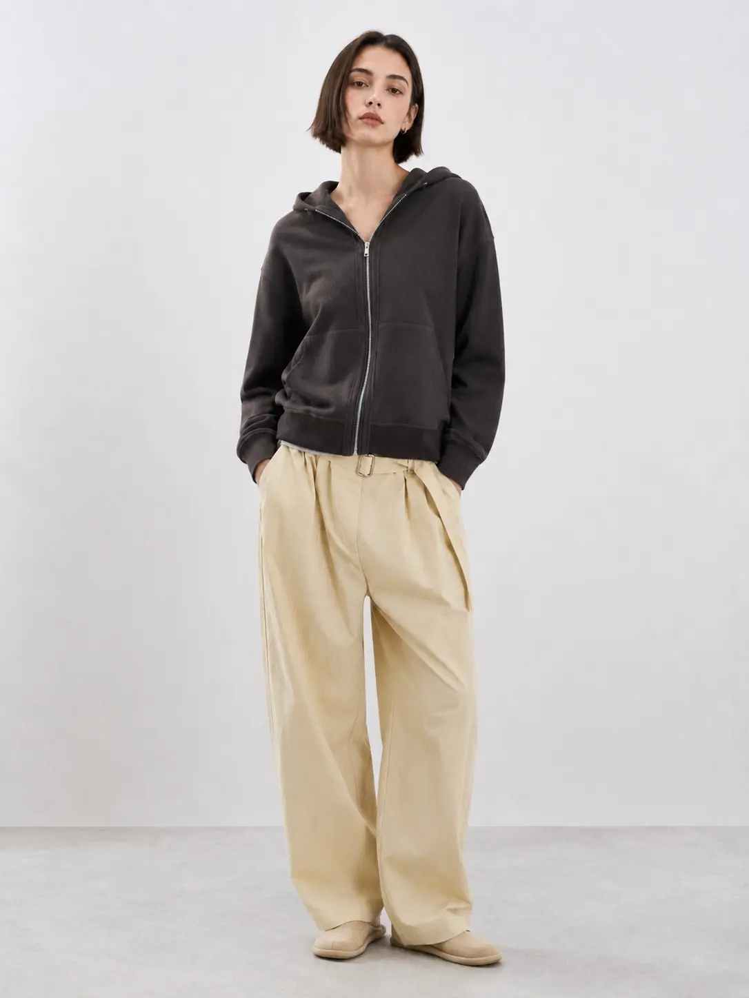 wool knit hoodie jacket main image