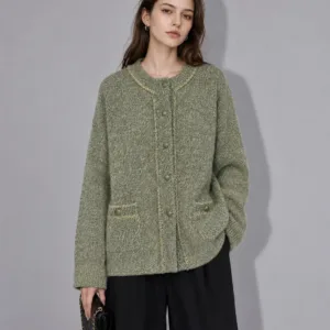 olive green wool knitted main image