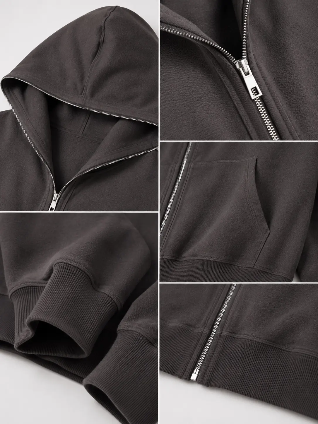wool knit hoodie jacket details
